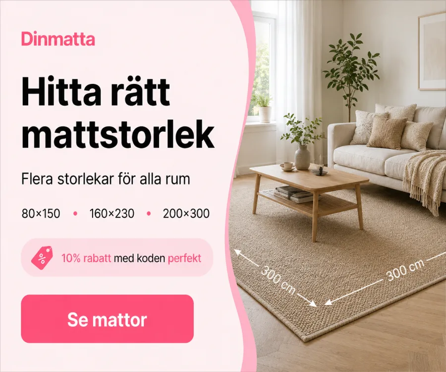 Dinmatta – hitta rätt mattstorlek. 10 % rabatt med koden perfekt.